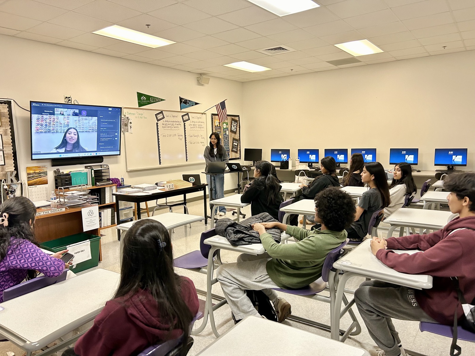 Full classroom watching a STEM talk